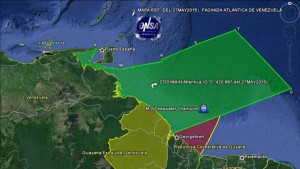 The amended Venezuela map showing Guyana’s waters as part of theirs.