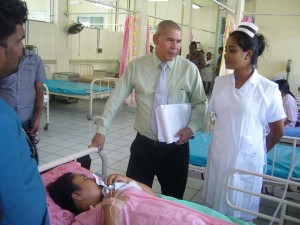 Minister of Public Health, Dr. George Norton at one of the health centre in Berbice