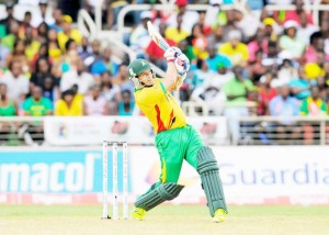  Brad Hodge (63) scored runs at a furious rate for GAW in CPL15 at Sabina Park Cricket Ground, Kingston, Jamaica. (CPL)