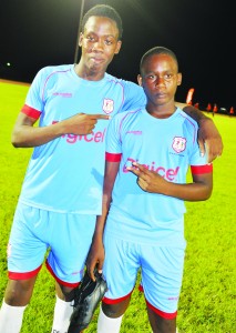  (from left)- Jaleel Hamilton and Ryan Hackett pose for Kaieteur Sport yesterday.