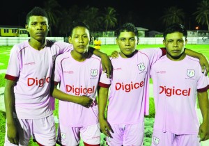 Goal scorers (from left) Ashton Ward, Collyer Daniels, Devon Rodrigues & Oswald Medina all had a good night for Waramadong Secondary.