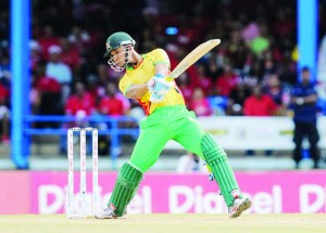 Lendl Simmons was the highlight of a difficult innings for the Warriors at Queen’s Park Oval. (CPL)