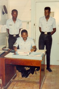 Sergeant Ramsey (seated) with two constables during his stint at Linden.