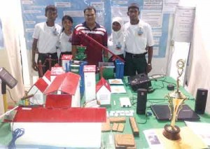 ‘Sir’ Jerome Rajpersaud and students of Abram Zuil Secondary after winning the national competition last year.