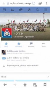 A snapshot of the Guyana Police Force’s Facebook profile  