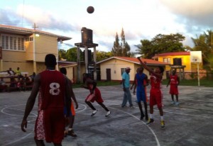 Part of the action between Smithfield Rockers of New Amsterdam and Canje Knights.