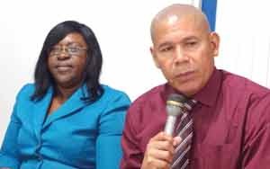Public Health Minister Dr. George Norton with Minister within the Ministry Dr. Karen Cummings during the media interaction 