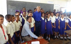 The President with students in the music class.