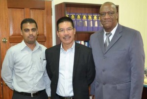 More investments: (L-R) GM of BCL, Mohindra Chand; CEO Thomas Apun and Minister of State, Joseph Harmon.