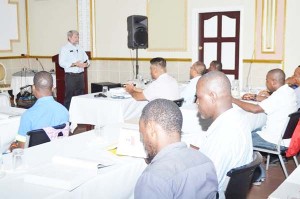 Participants of the National Electrical Code (NEC) training workshop yesterday at the Regency Suites/Hotel, Georgetown.