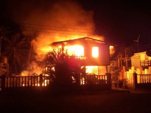 The house being ravaged by fire in the wee hours of yesterday.