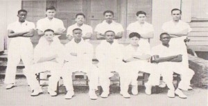 Standing: (From left) M. Baird, W.A. Chin, R.C. Bacchus, F.E. Mongul, A. Gonsalves, R.M. Glasford. Sitting: C.S. Pilgrim, A.F.R. Bishop, R.A. Gibbons (captain), W.I. Lee, L.A. Jackman. Absent: M. Moore, TB Richmond.