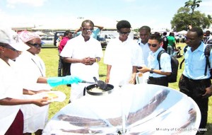 A solar cooker crafted by TVET students on showcase at a recent exhibition.