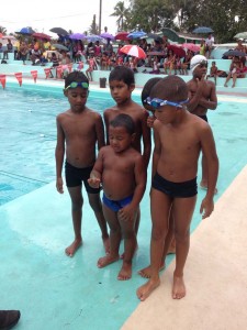 5 yr old Linsdelle Fiedtkou (front centre) was the youngest swimmer to compete.