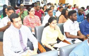 A section of the participants at the public consultation at the Arthur Chung Convention Centre