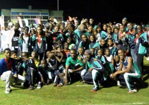 East Georgetown pose for a photo opportunity following the Championships in 2013 at the National Stadium.