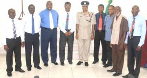 Executives and well wishers at the Fallen Heroes’ Inc. launch: Standing third from left, Foundation President Reverend Raphael Massiah, Minister Khemraj Ramjattan and Police Commissioner Seelall Persaud among others 