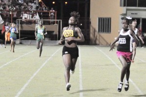 Flashback! East Coast’s Kenisha Phillips (right) had a break out year at ‘Nationals’ in 2013. She went on to become Guyana’s leading youth sprinter at the moment. 