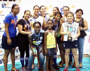 Ladies winners, the GCC Panthers along with Ms. Anjanie Hackett, GT&T Manager of Marketing and Public Relations.