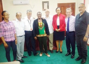 Minister Simona Broomes (c) with the PSC executives.