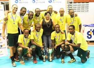  Men’s first division winners, the PEPSI Hikers along with Ms. Anjanie Hackett, GT&T Manager of Marketing and Public Relations.
