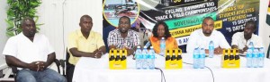 Officials from the Management Committee of the National Schools’ Championships along with sponsors update the media on the occasion of the 55th Edition of the Championships yesterday at NCERD. 