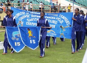 Flashback! New Amsterdam during the march-past of the National Schools’ Championships at the National Stadium.