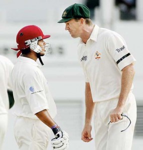 Sarwan did not back down from McGrath.