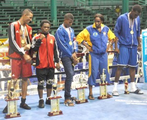 The tournament’s top fighters with their Trophies. (Photos by Sean Devers)