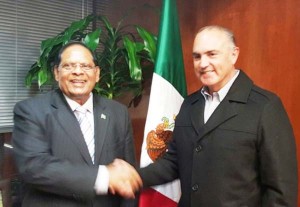 Prime Minister Moses Nagamootoo with Mexican Agriculture Minister Jose Calzada