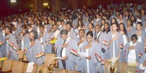 The Cyril Potter College of Education’s 81st batch of graduands taking the Teacher’s oath. 