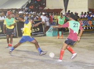 Part of the action in the Georgetown Zone of the Guinness ‘Greatest of the Streets’ Futsal Competition.