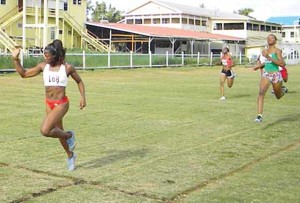  A comfortable victory for Alisha Fortune in the 200 metres at the AAG’s National Championships in 2012 at the Police Sports Club ground, Eve Leary.