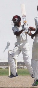  T&T’s Trevon James cuts for four during his 104 at Albion yesterday.