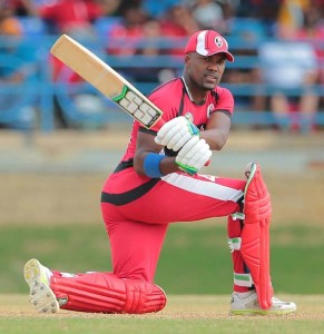 Darren Bravo during his brilliant knock of 97 which lifted T&T Red Force to 270-7 against Barbados Pride. (WICB Media Photo/Ashley Allen)
