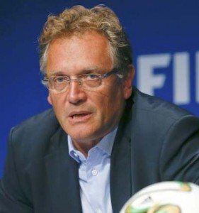 File photo of FIFA Secretary General Jerome Valcke addressing a news conference after a meeting of the FIFA executive committee in Zurich September 26, 2014.  (Reuters/Arnd Wiegmann)
