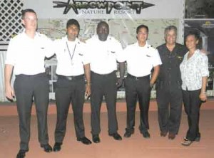 The four Command Pilots with two Executive Members of Roraima Airways. 