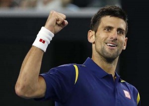 Serbia’s Novak Djokovic reacts during his third round match against Italy’s Andreas Seppi at the Australian Open tennis tournament at Melbourne Park, Australia, January 22, 2016.  (Reuters/Issei Kato)