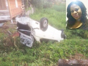Dead: Lurlene Forde (inset) car she was driving at the time of the accident.
