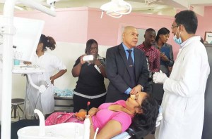 The Minister during his visit on Monday at the Cheddi Jagan Dental School