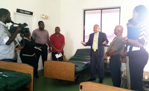 Dr. Norton during his visit at the Leonora Hospital on Friday.
