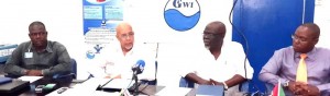 GWI executives during the emergency Press Conference to address the issues of the lowered water levels of the East Demerara Water Conservancy.