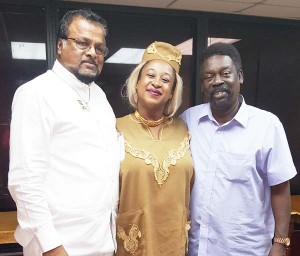(From Left ) Roshan Khan, Actor and Owner of RK’s Security Services, Movie Producer, Charmaine Blackman-Alves and Movie Writer and Director, Bonny Alves