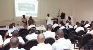 Ranks at a workshop on domestic violence at the Police Officers’ Training Centre. 