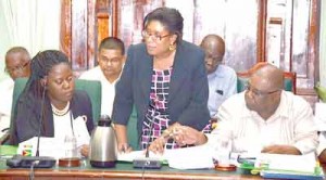  Minister of Public Telecommunication and Tourism, Catherine Hughes clarifying a point during the examination of the Budget 2016 Estimates of her Ministry 