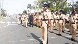 President David Granger inspects a Guard of Honour before the opening of the Police Officers’ Conference.