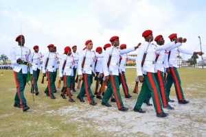 The 17 soldiers during the commissioning parade of the Standard Officers’ Course#48 at Base Camp Ayanganna, Playfield. 