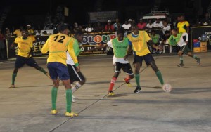 Part of the action on the final night of the preliminary phase of the West Side Guinness ‘Greatest of the Streets’ Futsal Competition.