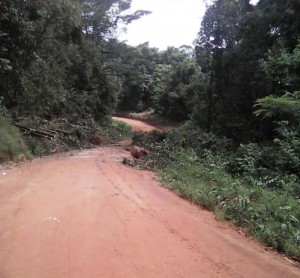 A section of the road that was blocked on Thursday. 