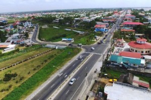 An overhead view of the Diamond intersection, East Bank Demerara.